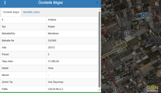 7-ANTALYA KEPEZ MENDERES MAH. TAKASLI TARLA